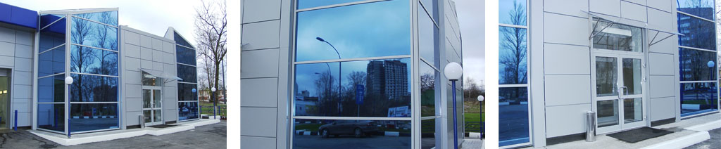 Остекление фасадов магазинов большими стеклопакетами Сергиев Посад
